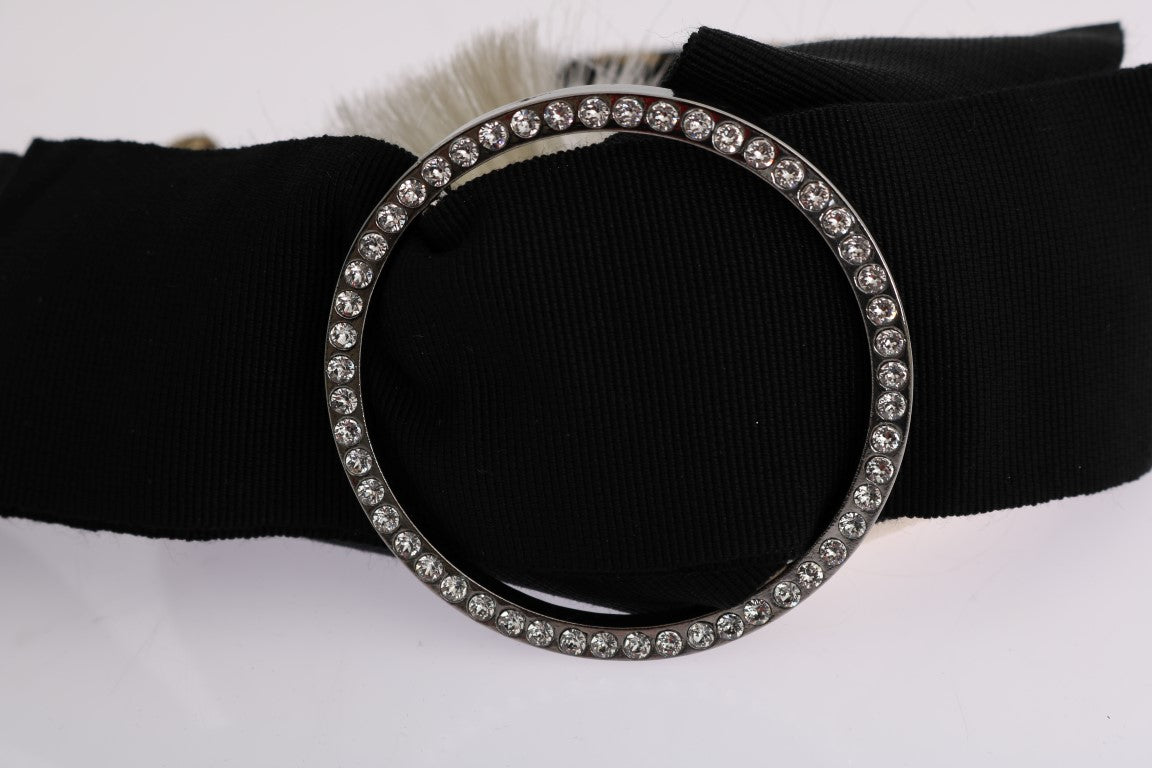 Cerchietto Dolce &amp; Gabbana con diadema bianco e cristalli neri