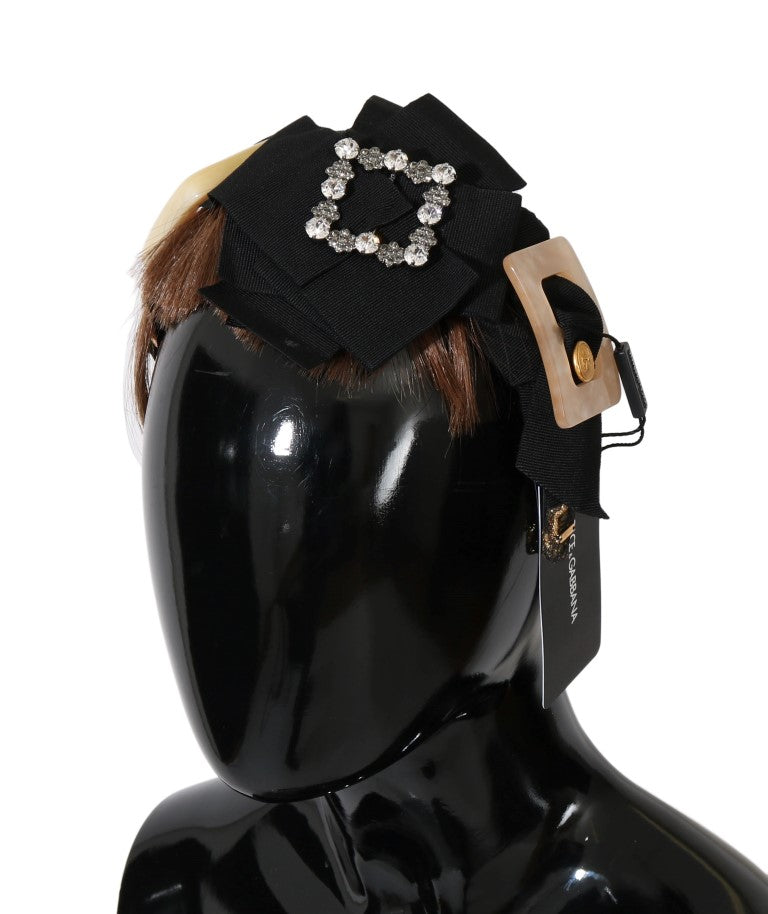 Dolce &amp; Gabbana Clear Crystal Brown Hair Band
