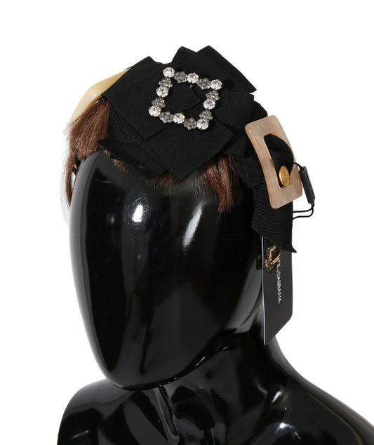 Dolce &amp; Gabbana Clear Crystal Brown Hair Band
