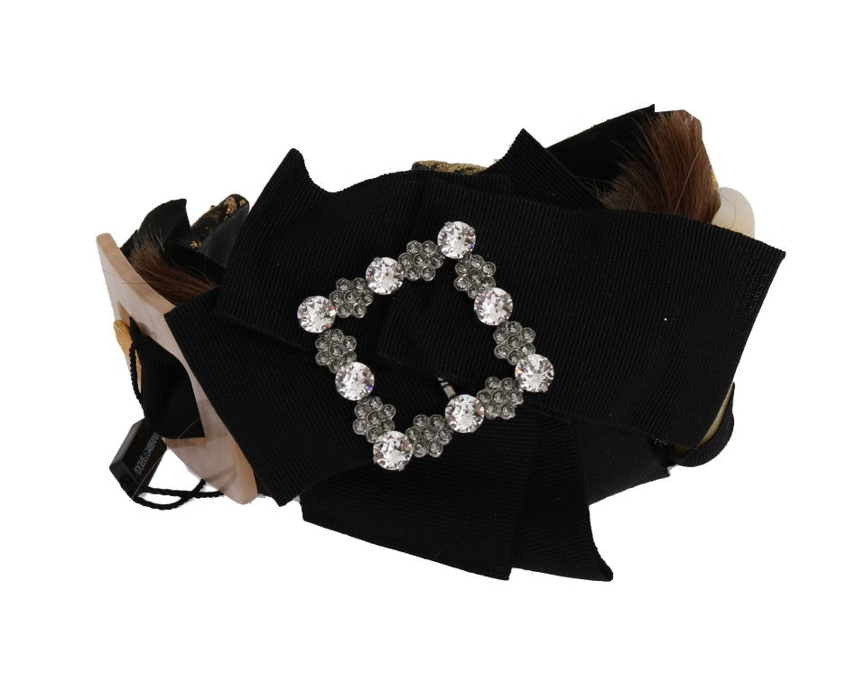 Dolce &amp; Gabbana Clear Crystal Brown Hair Band