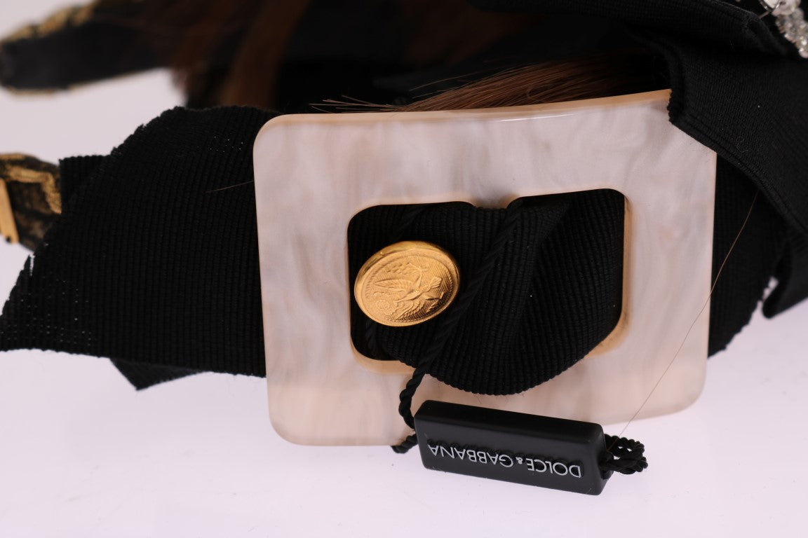 Dolce &amp; Gabbana Clear Crystal Brown Hair Band