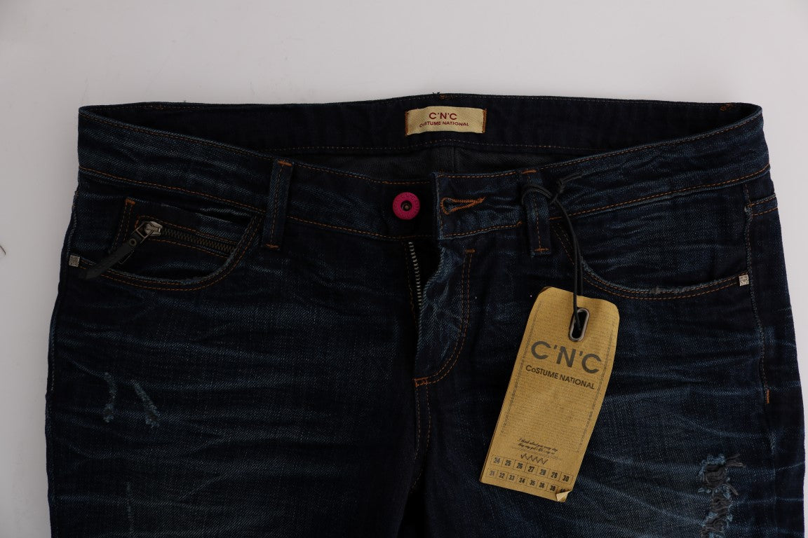 Jeans in denim blu di cotone a vestibilità regolare Costume National