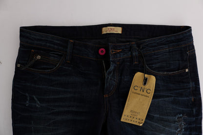 Jeans in denim blu di cotone a vestibilità regolare Costume National