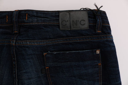 Jeans in denim blu di cotone a vestibilità regolare Costume National