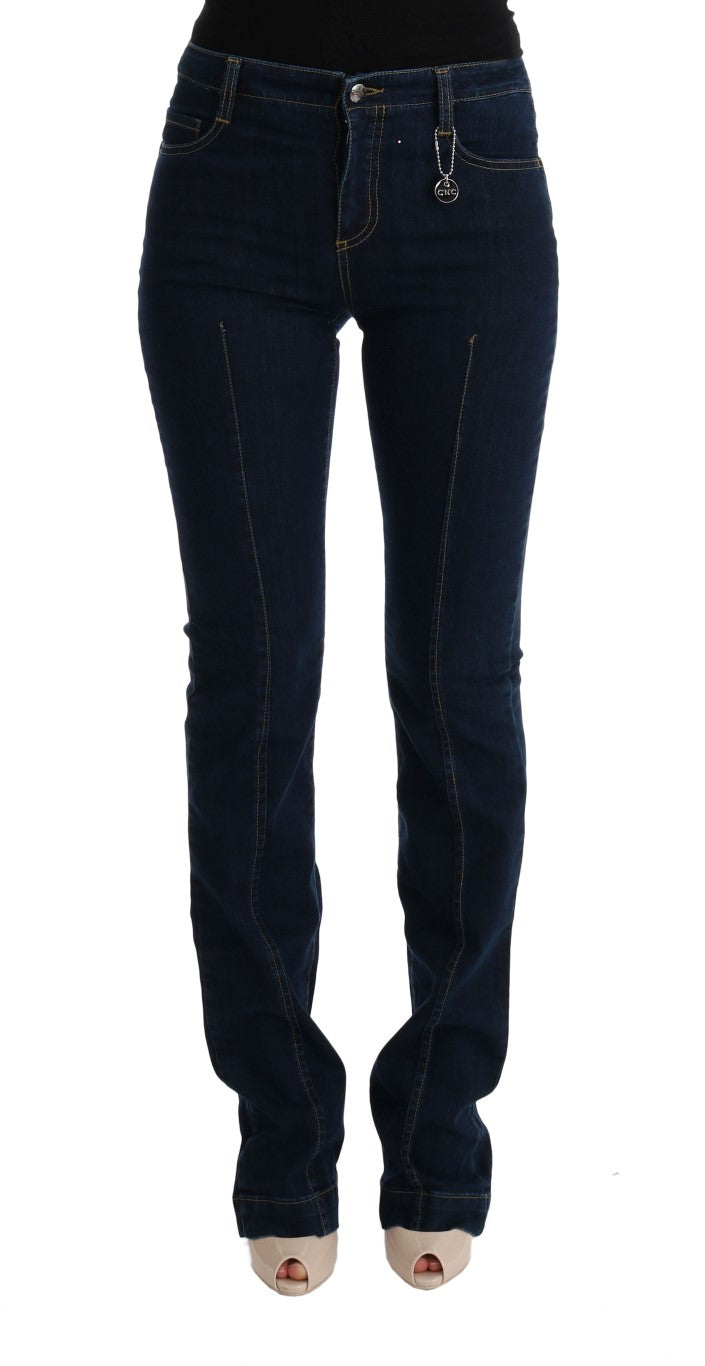 Jeans a zampa d'elefante in cotone blu di Costume National