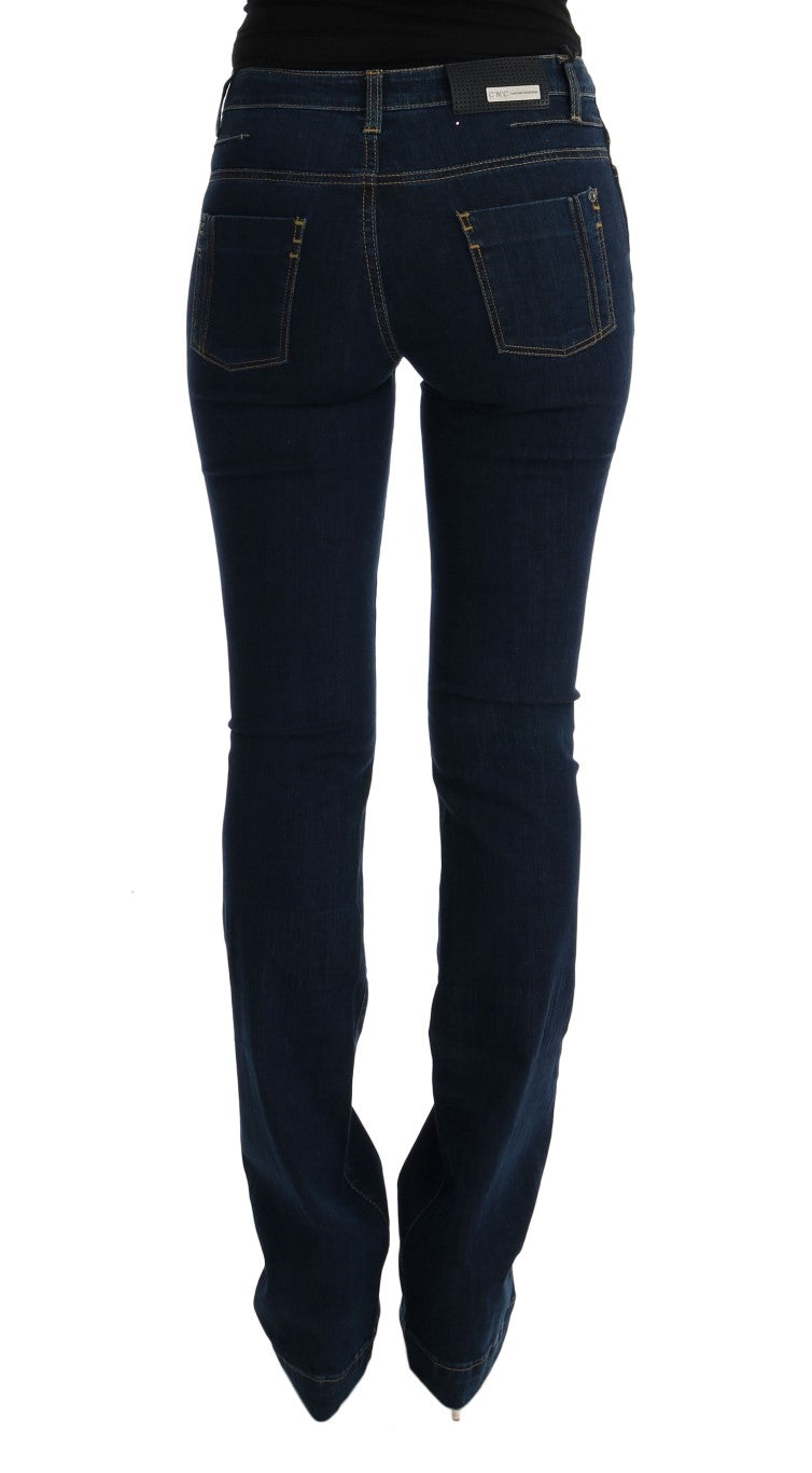 Jeans a zampa d'elefante in cotone blu di Costume National