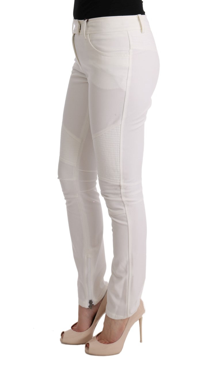 Pantaloni casual slim fit Ermanno Scervino in cotone bianco