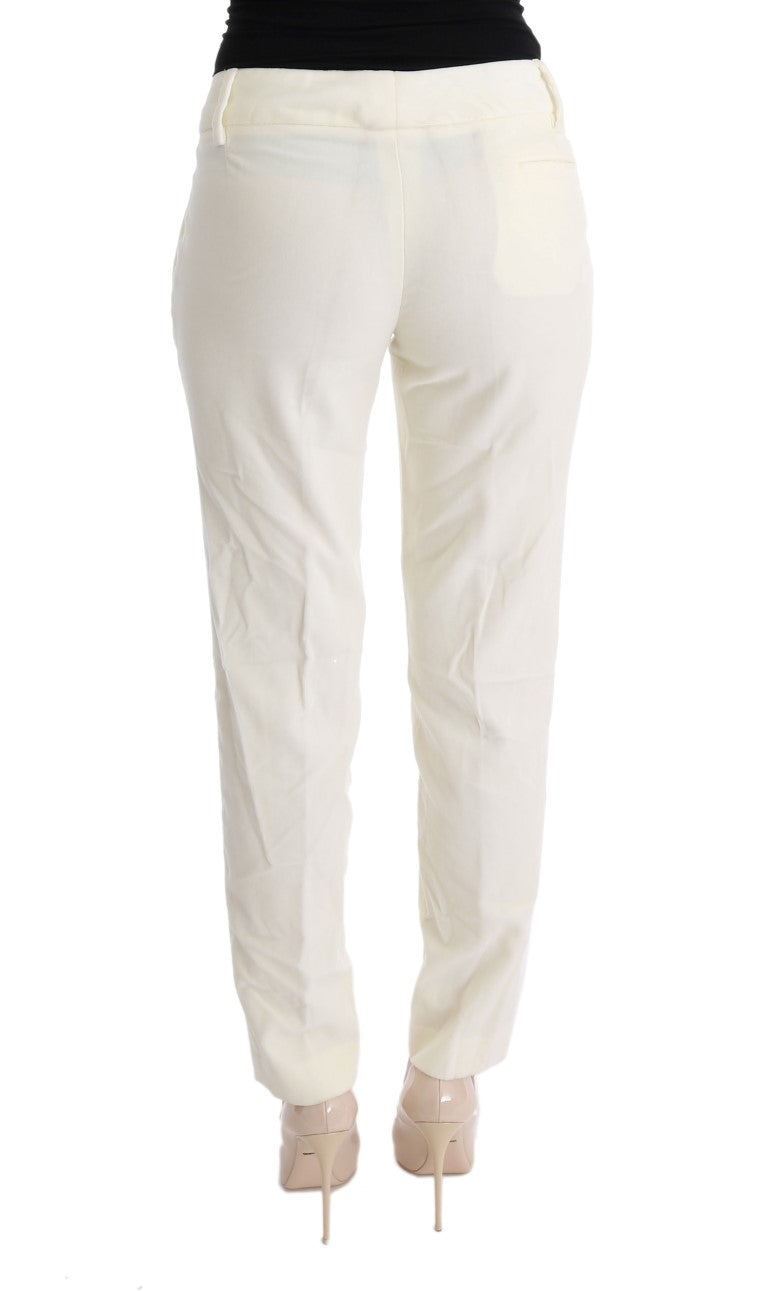 Pantaloni Casual Regular Fit Ermanno Scervino in Cotone Bianco