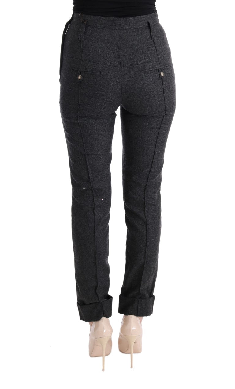Pantaloni casual skinny in lana vergine grigia Ermanno Scervino