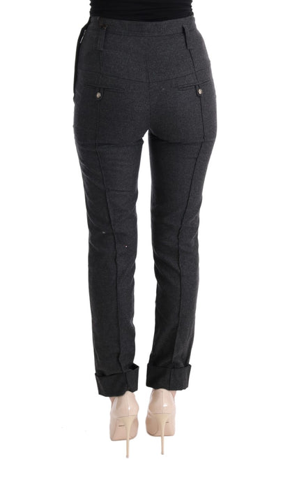 Pantaloni casual skinny in lana vergine grigia Ermanno Scervino