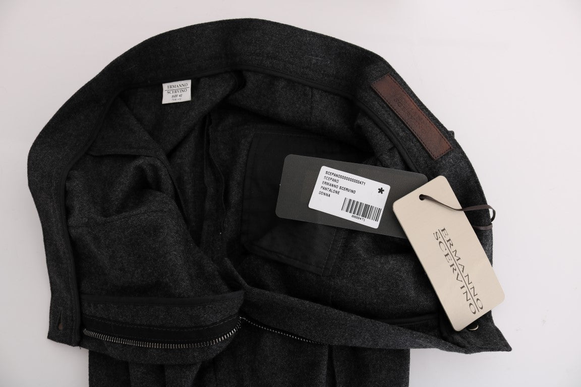 Pantaloni casual skinny in lana vergine grigia Ermanno Scervino