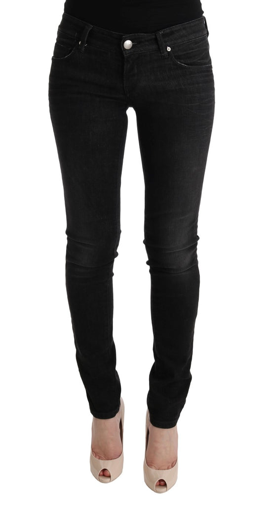 Jeans slim fit in denim di cotone nero Acht