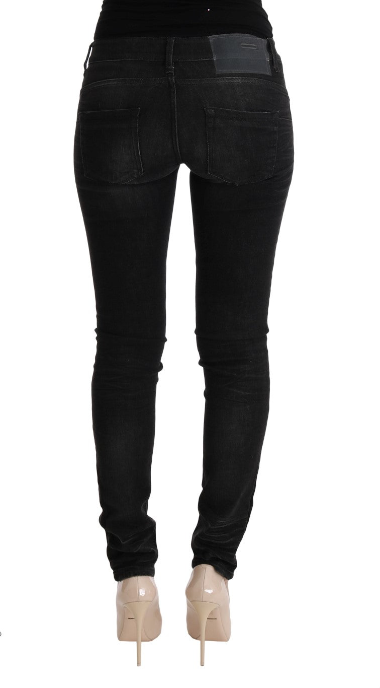 Jeans slim fit in denim di cotone nero Acht