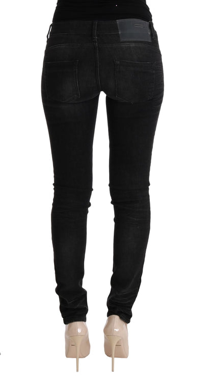 Jeans slim fit in denim di cotone nero Acht