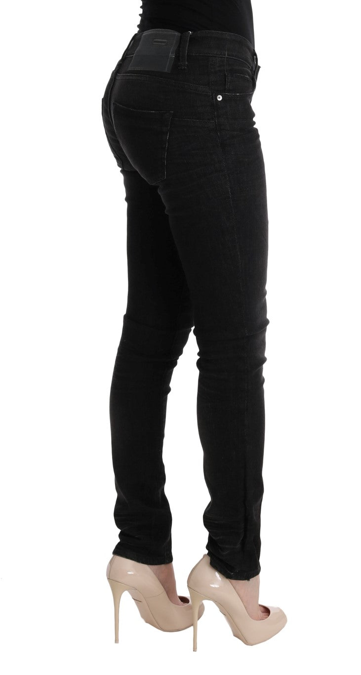 Jeans slim fit in denim di cotone nero Acht