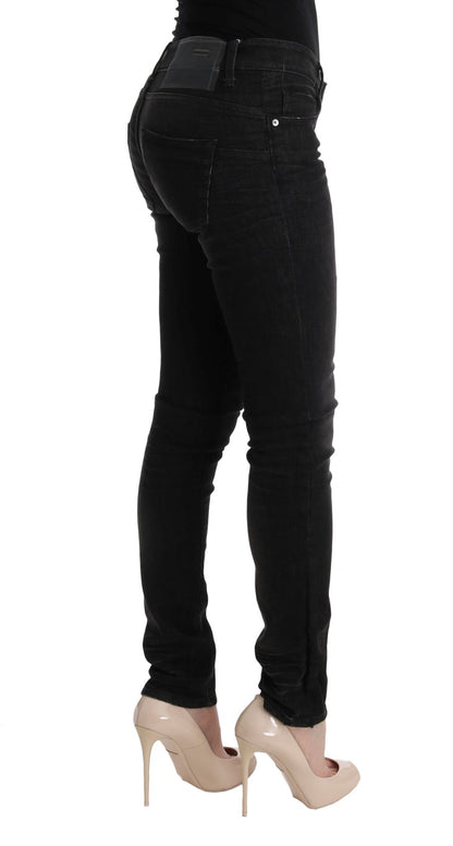 Jeans slim fit in denim di cotone nero Acht