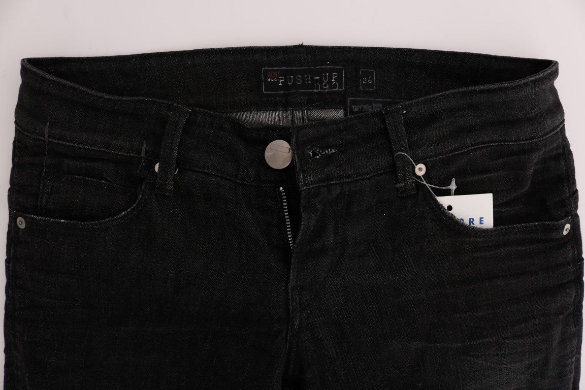 Jeans slim fit in denim di cotone nero Acht