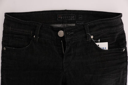 Jeans slim fit in denim di cotone nero Acht