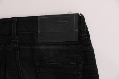 Jeans slim fit in denim di cotone nero Acht
