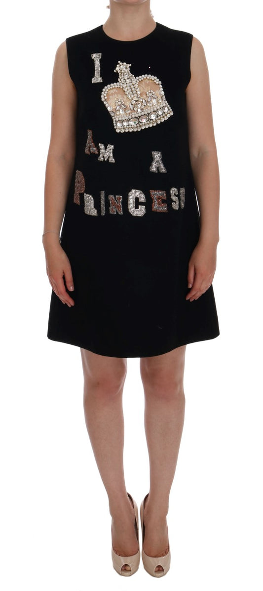 Dolce &amp; Gabbana Abito nero in cristallo I AM A PRINCESS