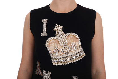 Dolce &amp; Gabbana Abito nero in cristallo I AM A PRINCESS