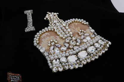 Dolce &amp; Gabbana Abito nero in cristallo I AM A PRINCESS