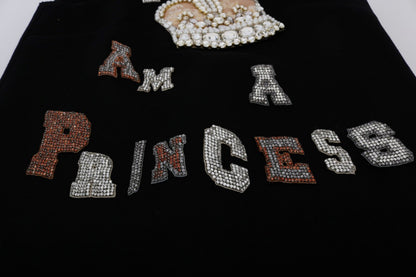 Dolce &amp; Gabbana Abito nero in cristallo I AM A PRINCESS