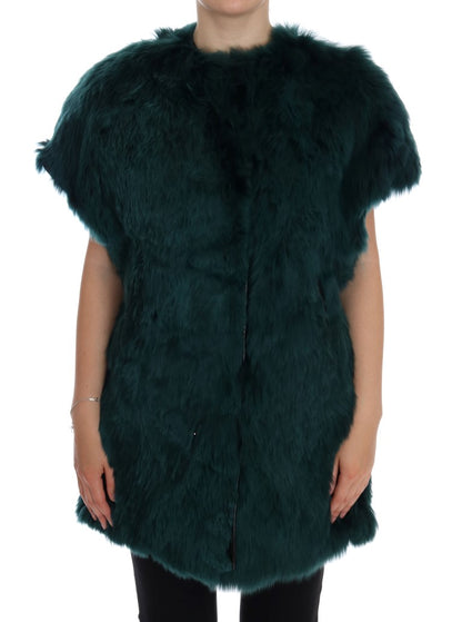 Dolce &amp; Gabbana Gilet in pelliccia di alpaca verde senza maniche