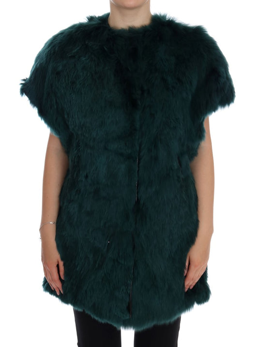 Dolce &amp; Gabbana Gilet in pelliccia di alpaca verde senza maniche