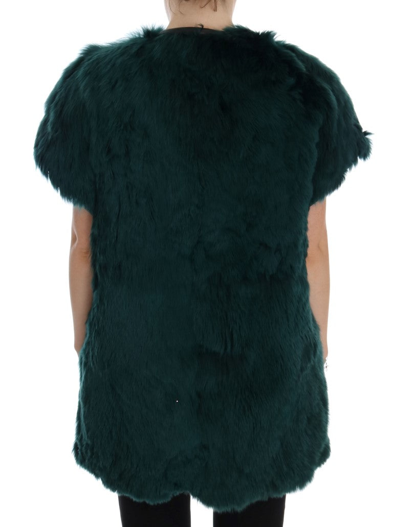 Dolce &amp; Gabbana Gilet in pelliccia di alpaca verde senza maniche
