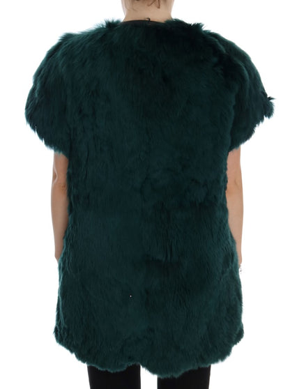 Dolce &amp; Gabbana Gilet in pelliccia di alpaca verde senza maniche