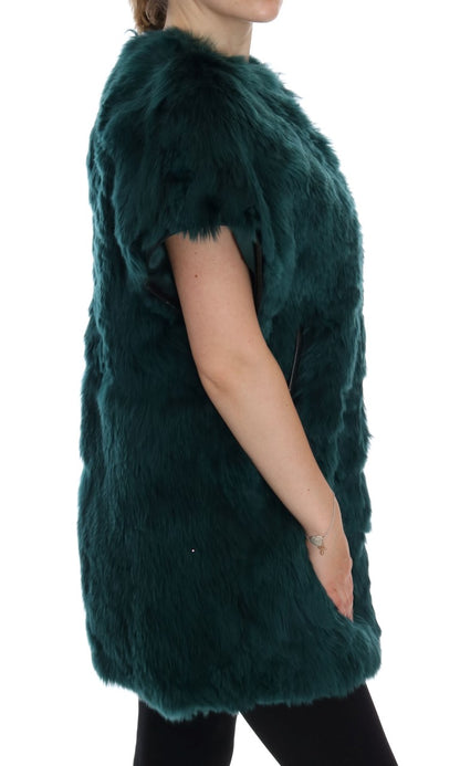 Dolce &amp; Gabbana Gilet in pelliccia di alpaca verde senza maniche