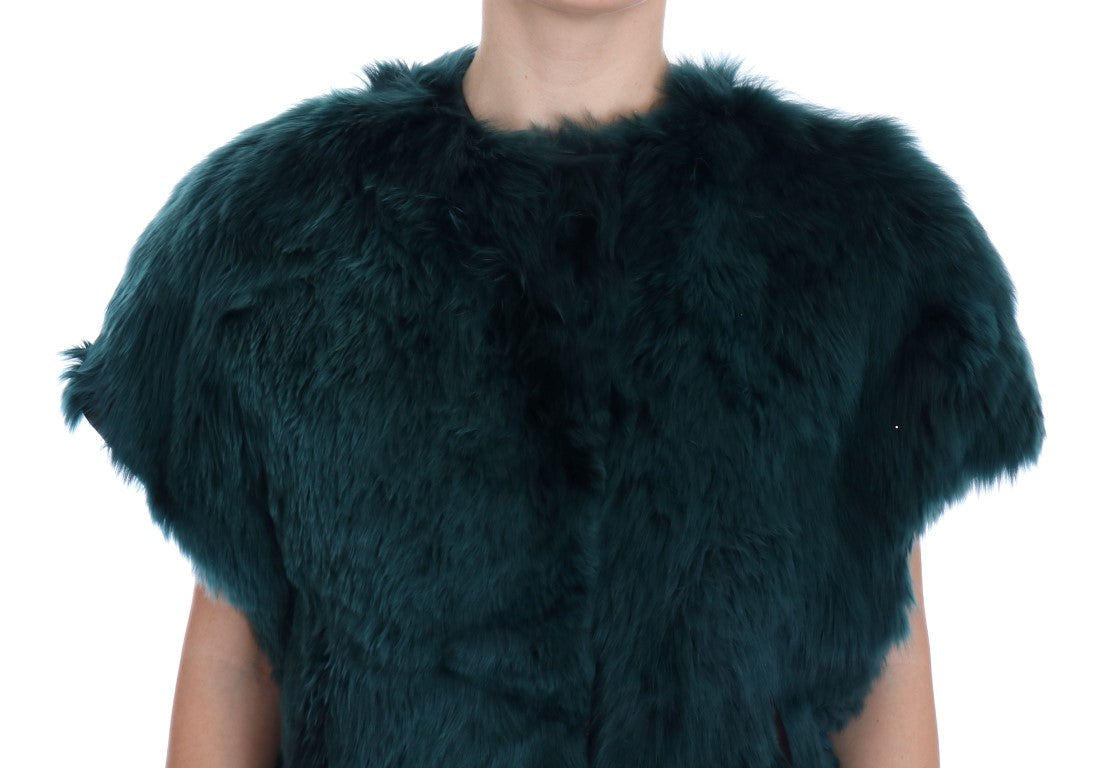 Dolce &amp; Gabbana Gilet in pelliccia di alpaca verde senza maniche