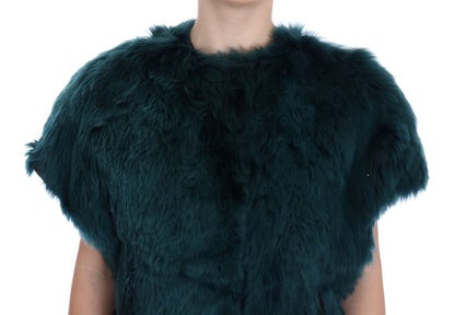 Dolce &amp; Gabbana Gilet in pelliccia di alpaca verde senza maniche