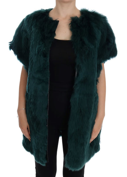Dolce &amp; Gabbana Gilet in pelliccia di alpaca verde senza maniche