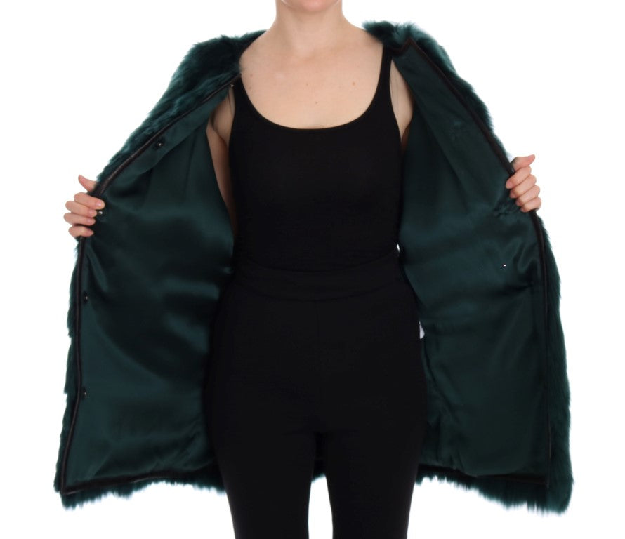 Dolce &amp; Gabbana Gilet in pelliccia di alpaca verde senza maniche