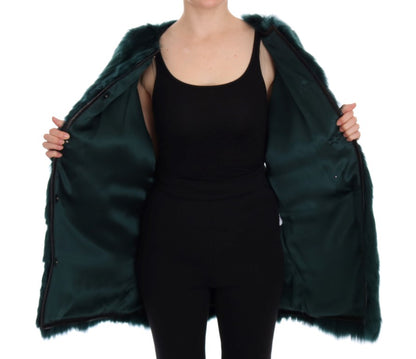 Dolce &amp; Gabbana Gilet in pelliccia di alpaca verde senza maniche