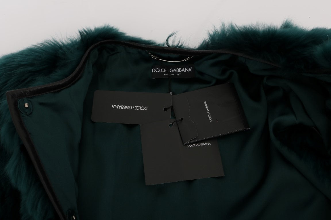 Dolce &amp; Gabbana Gilet in pelliccia di alpaca verde senza maniche