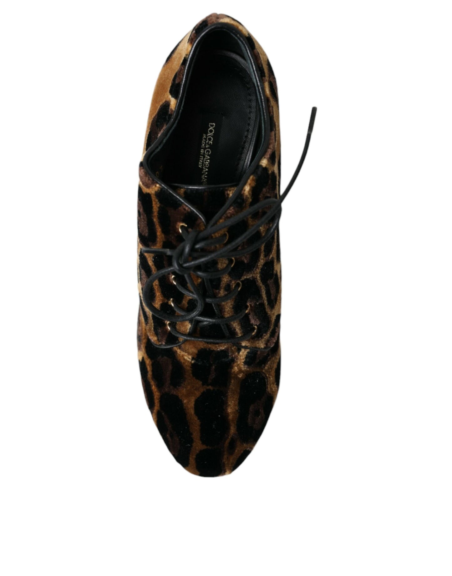 Dolce &amp; Gabbana - Stivaletti con lacci in pelliccia leopardata marrone