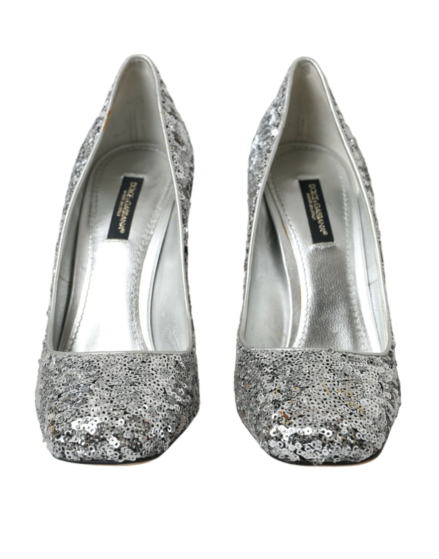 Scarpe con tacco a spillo Dolce &amp; Gabbana impreziosite da paillettes argentate