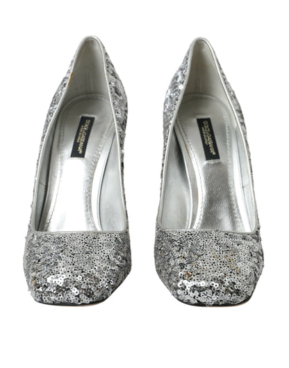 Scarpe con tacco a spillo Dolce &amp; Gabbana impreziosite da paillettes argentate