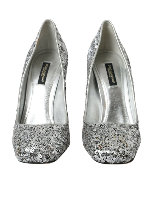 Scarpe con tacco a spillo Dolce &amp; Gabbana impreziosite da paillettes argentate