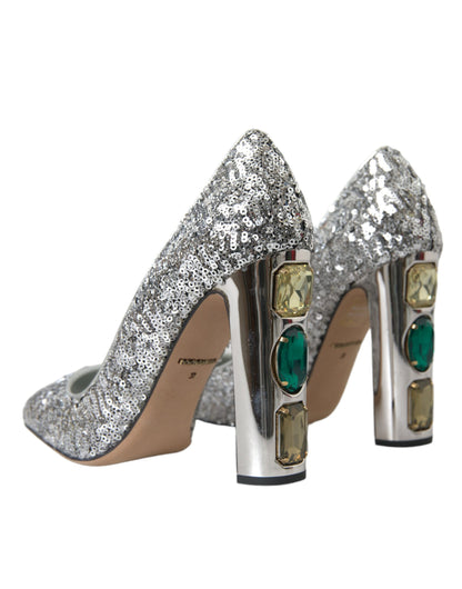 Scarpe con tacco a spillo Dolce &amp; Gabbana impreziosite da paillettes argentate