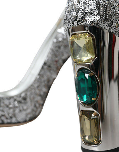 Scarpe con tacco a spillo Dolce &amp; Gabbana impreziosite da paillettes argentate