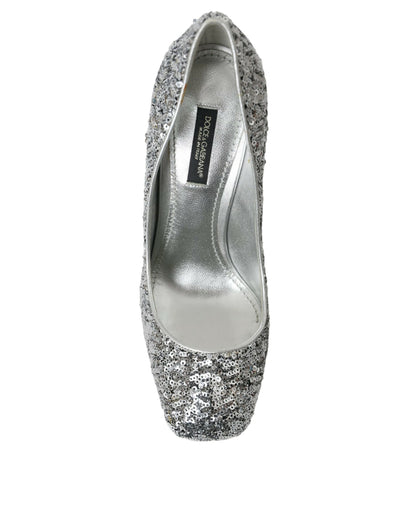 Scarpe con tacco a spillo Dolce &amp; Gabbana impreziosite da paillettes argentate