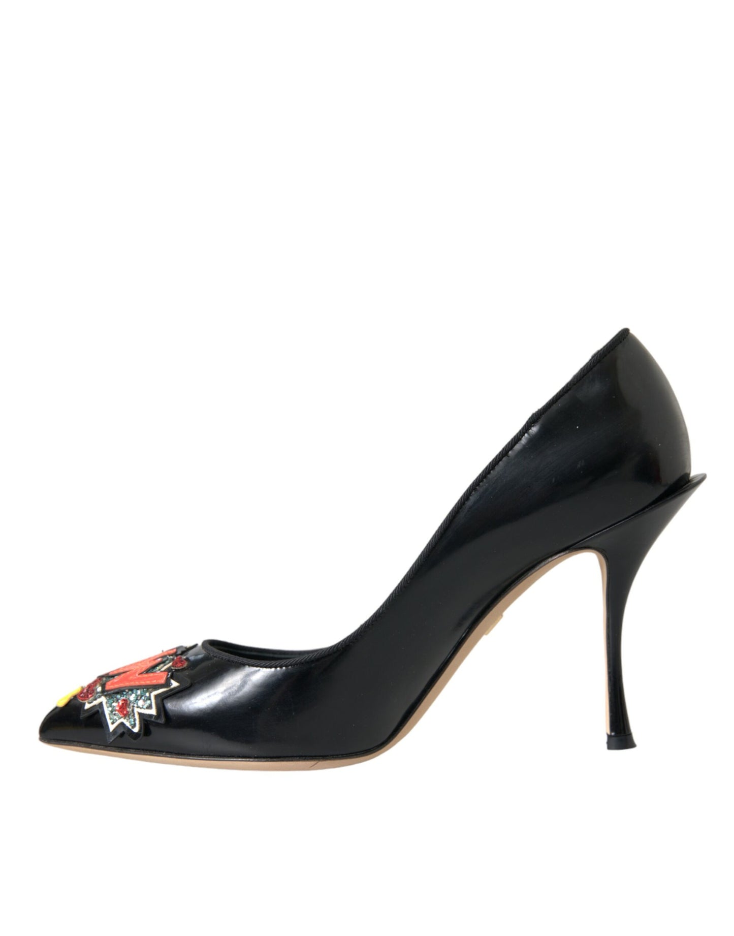 Scarpe con tacco a spillo Dolce &amp; Gabbana in pelle nera WOW Patch