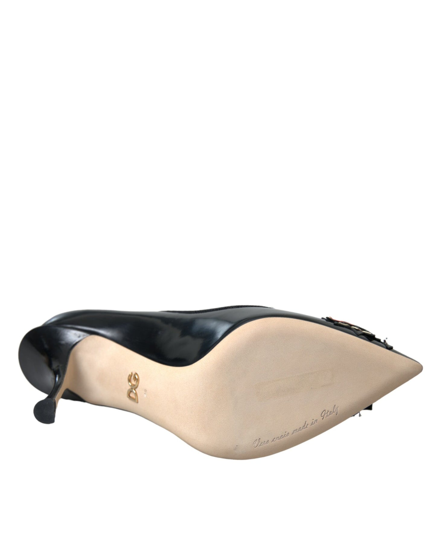 Scarpe con tacco a spillo Dolce &amp; Gabbana in pelle nera WOW Patch