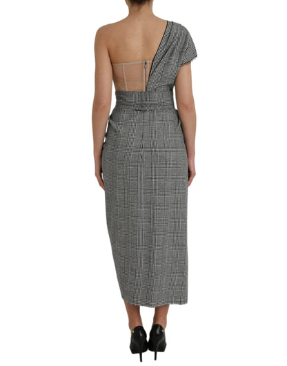 Dolce &amp; Gabbana Abito lungo monospalla grigio beige a strati
