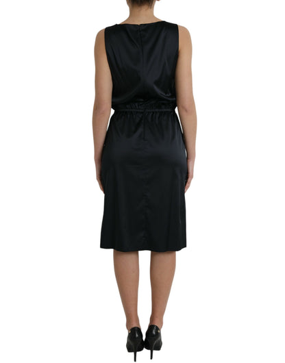 Abito midi a tubino con finiture in pizzo in poliestere nero Dolce &amp; Gabbana