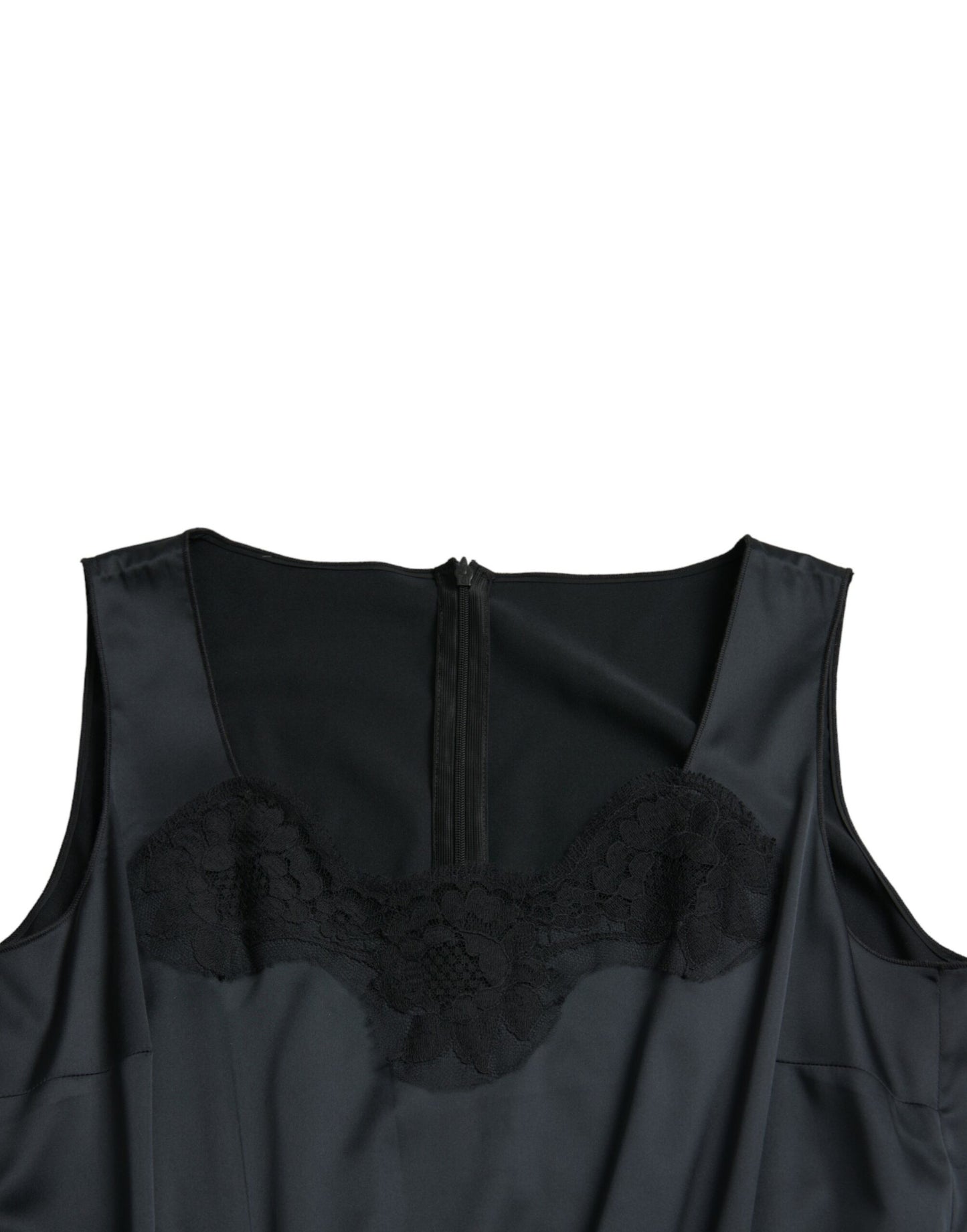 Abito midi a tubino con finiture in pizzo in poliestere nero Dolce &amp; Gabbana
